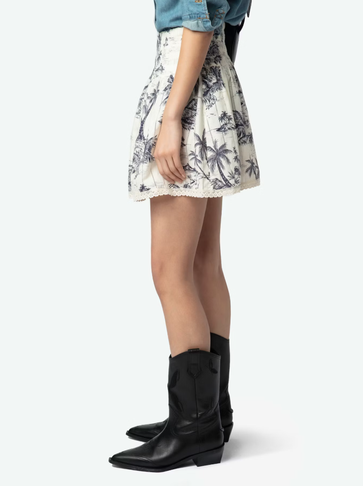 Zadig & Voltaire Jocky Cotton Tolie Skirt Navy