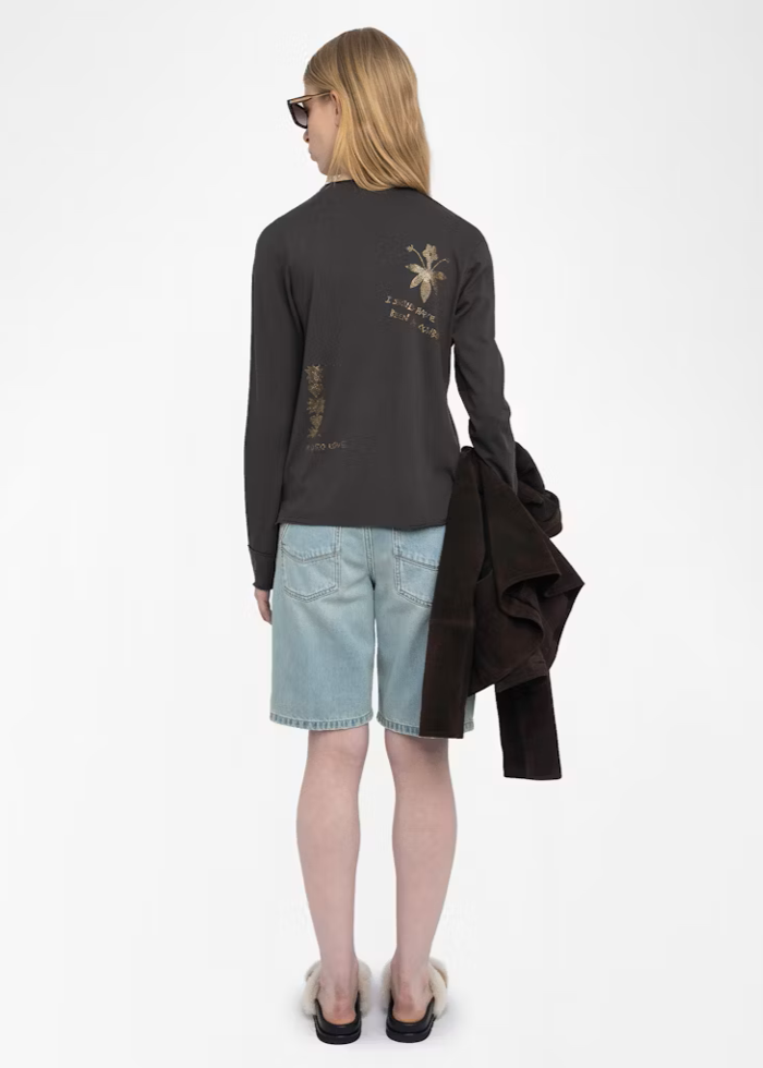Zadig & Voltaire Henley T-shirt Tuni Dark Chocolate