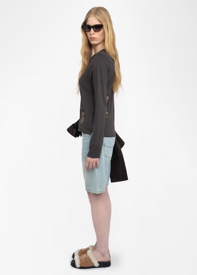 Zadig & Voltaire Henley T-shirt Tuni Dark Chocolate