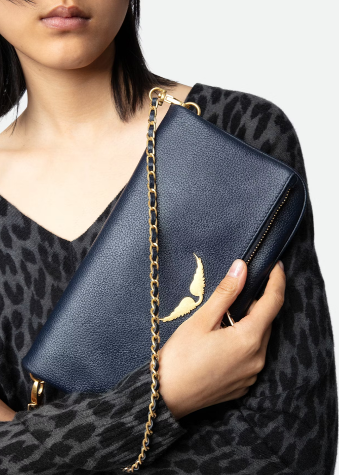 Zadig & Voltaire Rock Clutch Ink/Gold