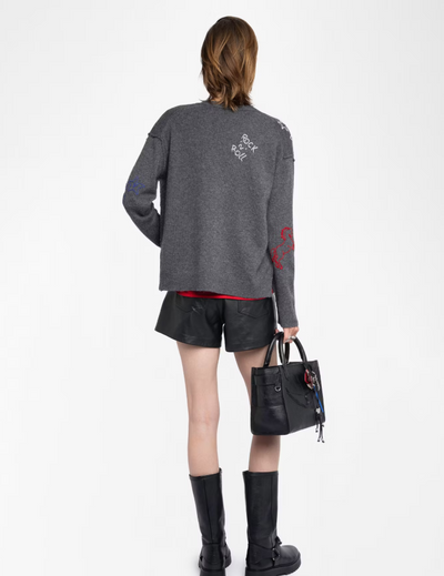 Zadig & Voltaire Mirkaz 100% Cashmere Cardigan Anthracite