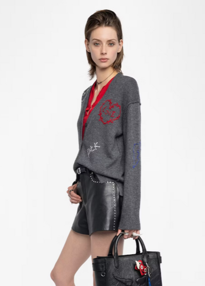 Zadig & Voltaire Mirkaz 100% Cashmere Cardigan Anthracite