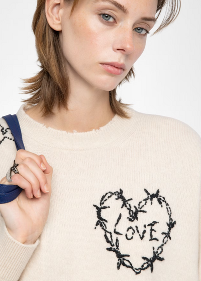 Zadig & Voltaire Markuz Jumper 100% Cashmere Ecru