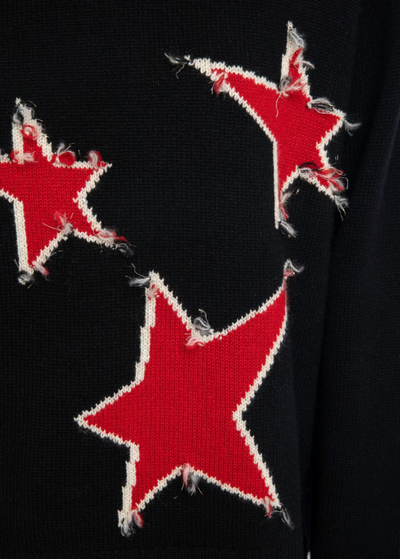 Zadig & Voltaire Markuz Jumper w/ Stars Outline 100% Cashmere Black