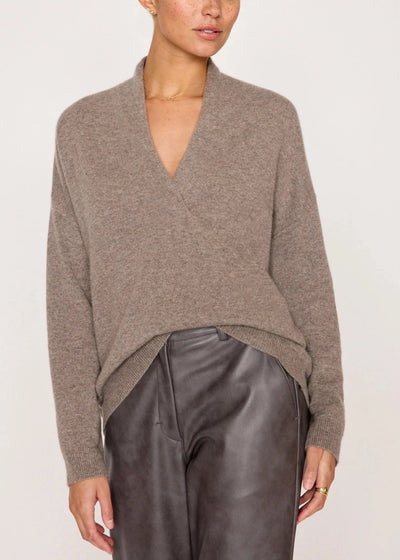 Brochu Walker Siena Wrap Neck Pullover - Otter Melange