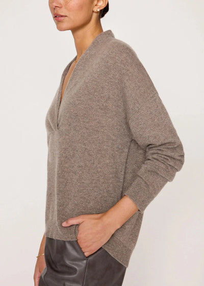Brochu Walker Siena Wrap Neck Pullover - Otter Melange