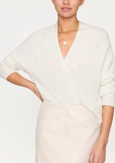 Brochu Walker Siena Wrap Neck Pullover - Vanilla Melange