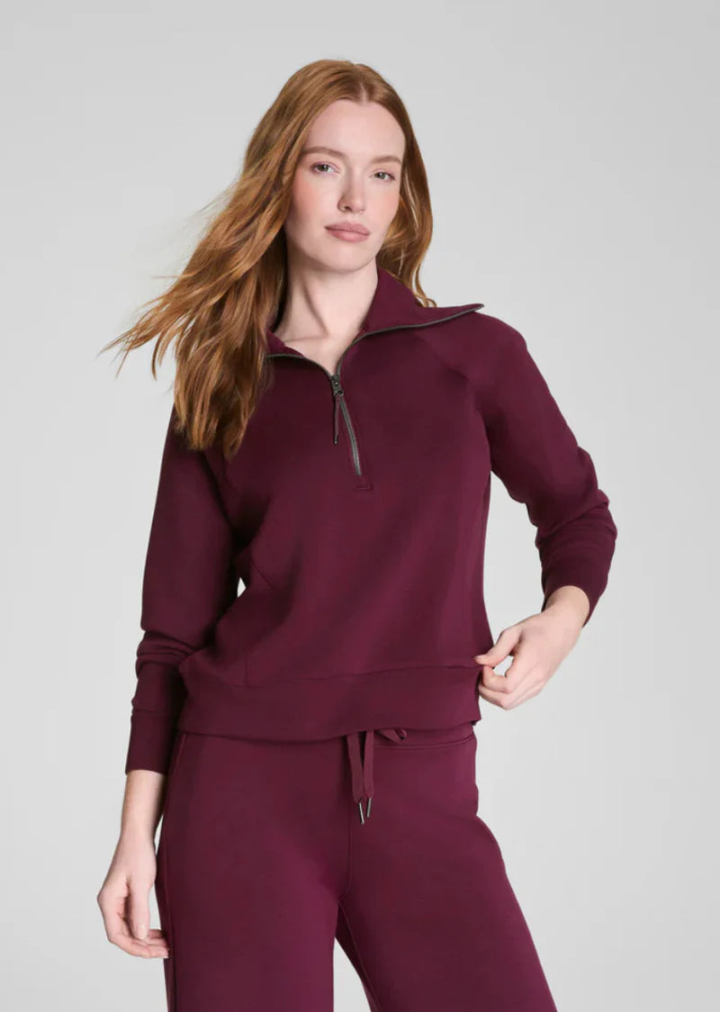 Spanx Air Essentials Half Zip Plum Berry Mauve