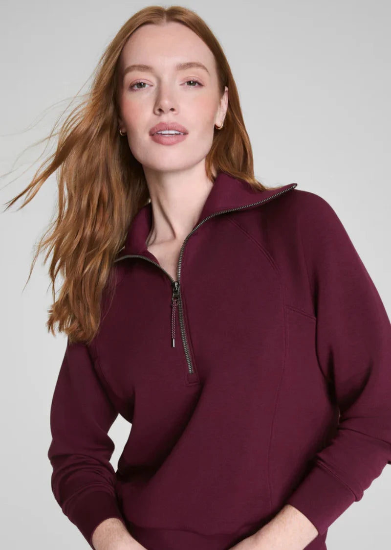 Spanx Air Essentials Half Zip Plum Berry Mauve