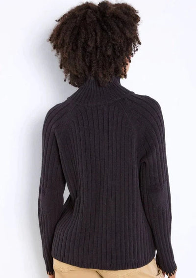 Lisa Todd Spellbound Full Zipper High Neck Ribbed Sweater - Black