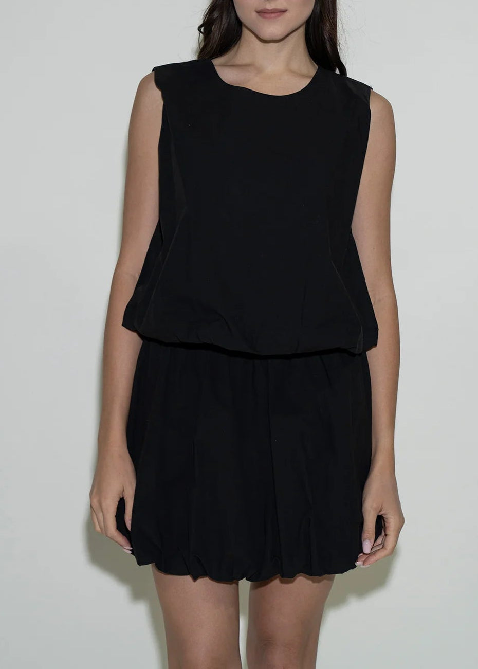 Stark Cotton Gauze Bubble Top Black