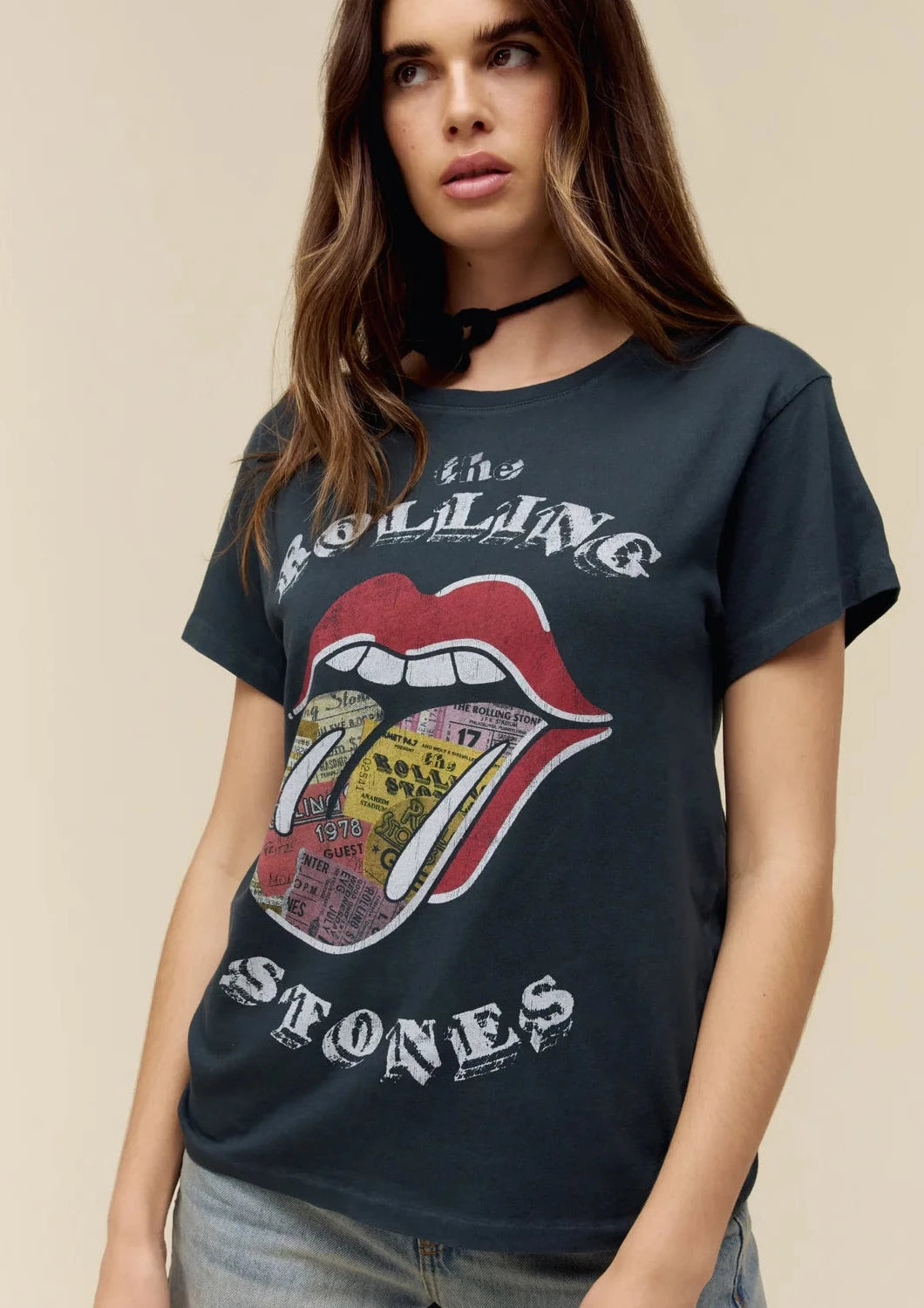 DayDreamer Rolling Stones Ticket Tee - Vintage Black