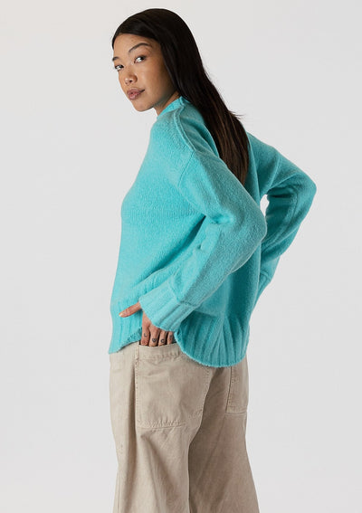 The Pink Door Ribbed Cuff Sweater - Teal