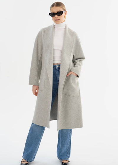 Lamarque Thara Double Faced Wool Coat Light Grey