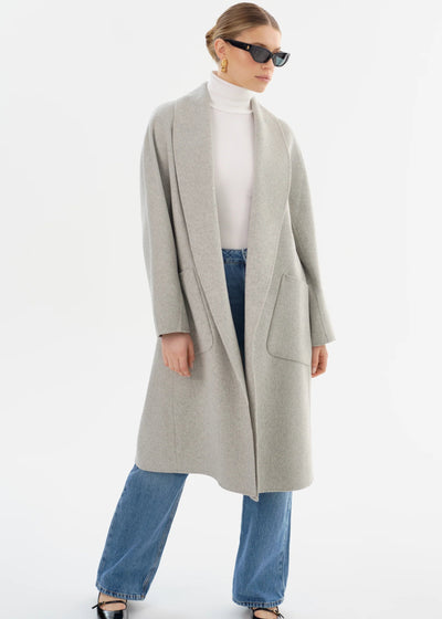 Lamarque Thara Double Faced Wool Coat Light Grey