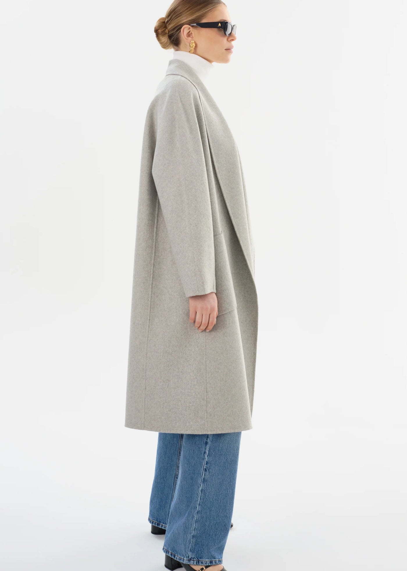 Lamarque Thara Double Faced Wool Coat Light Grey