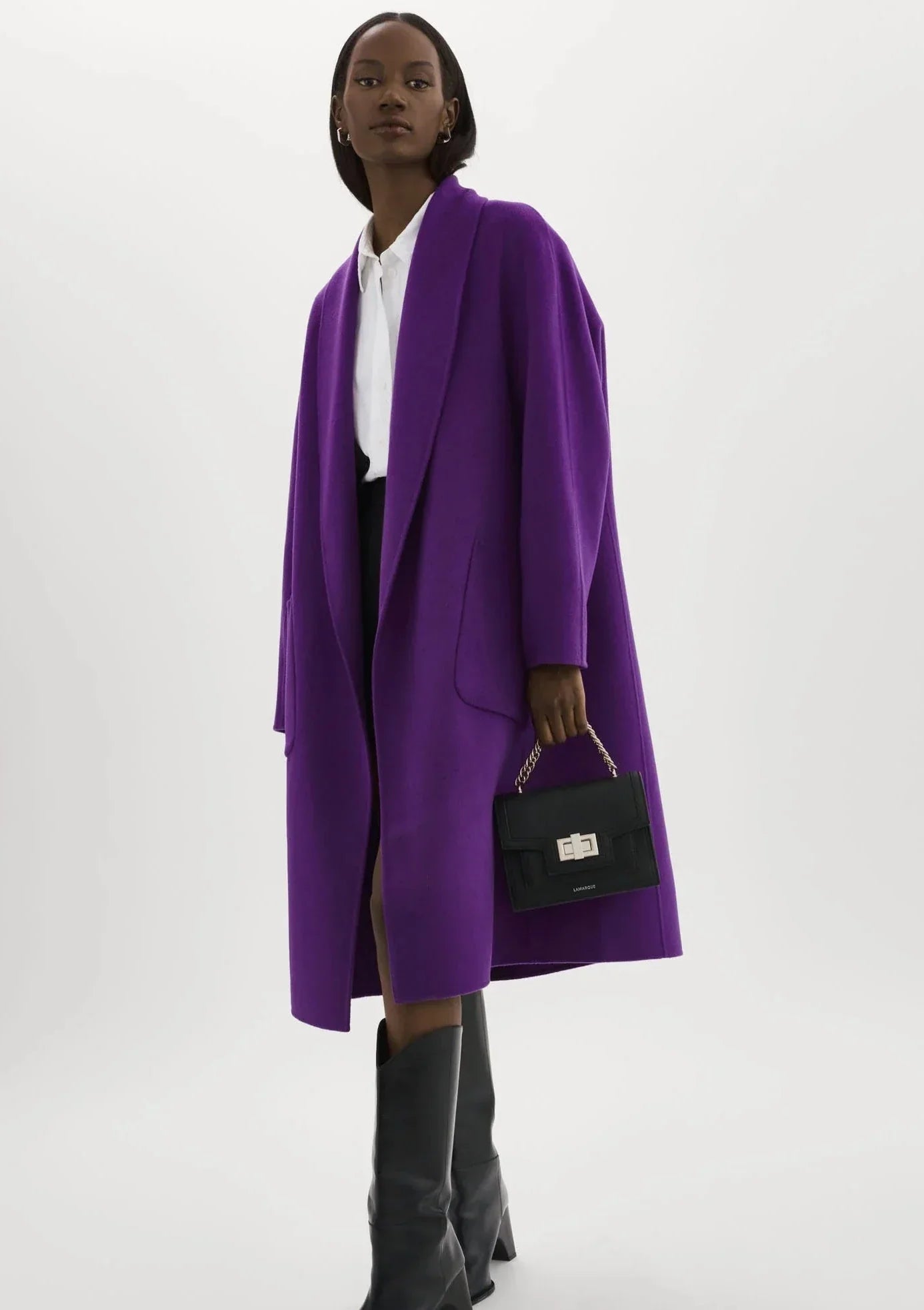 Lamarque Thara Double Faced Wool Coat - Violet