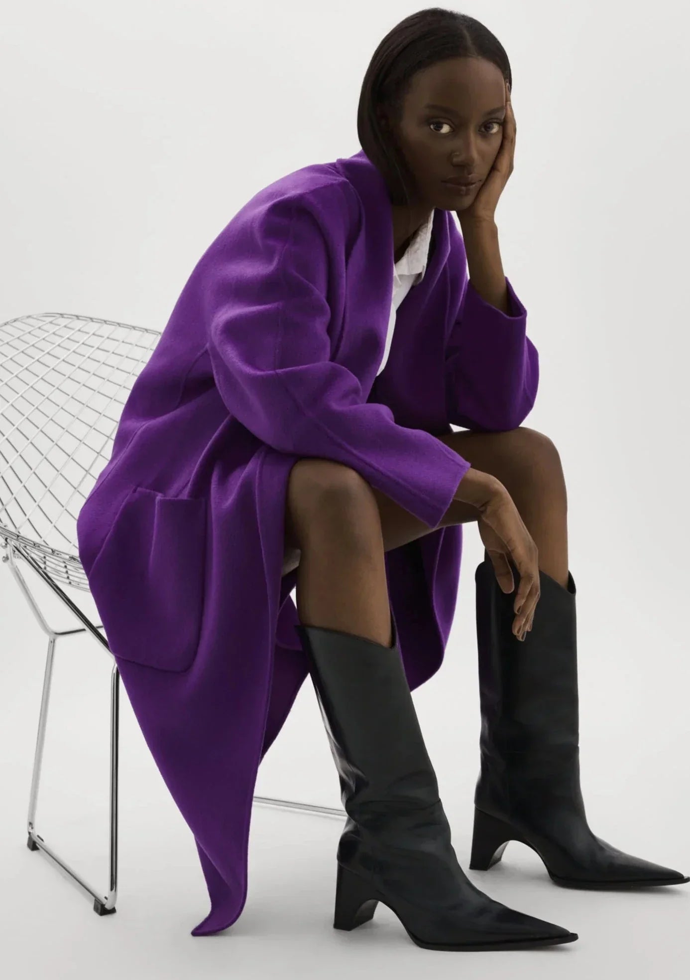 Lamarque Thara Double Faced Wool Coat - Violet