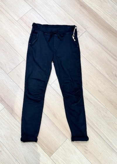 The Pink Door Pull-On Cotton Twill Pants Black