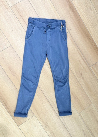 The Pink Door Pull-On Cotton Twill Pants Blue