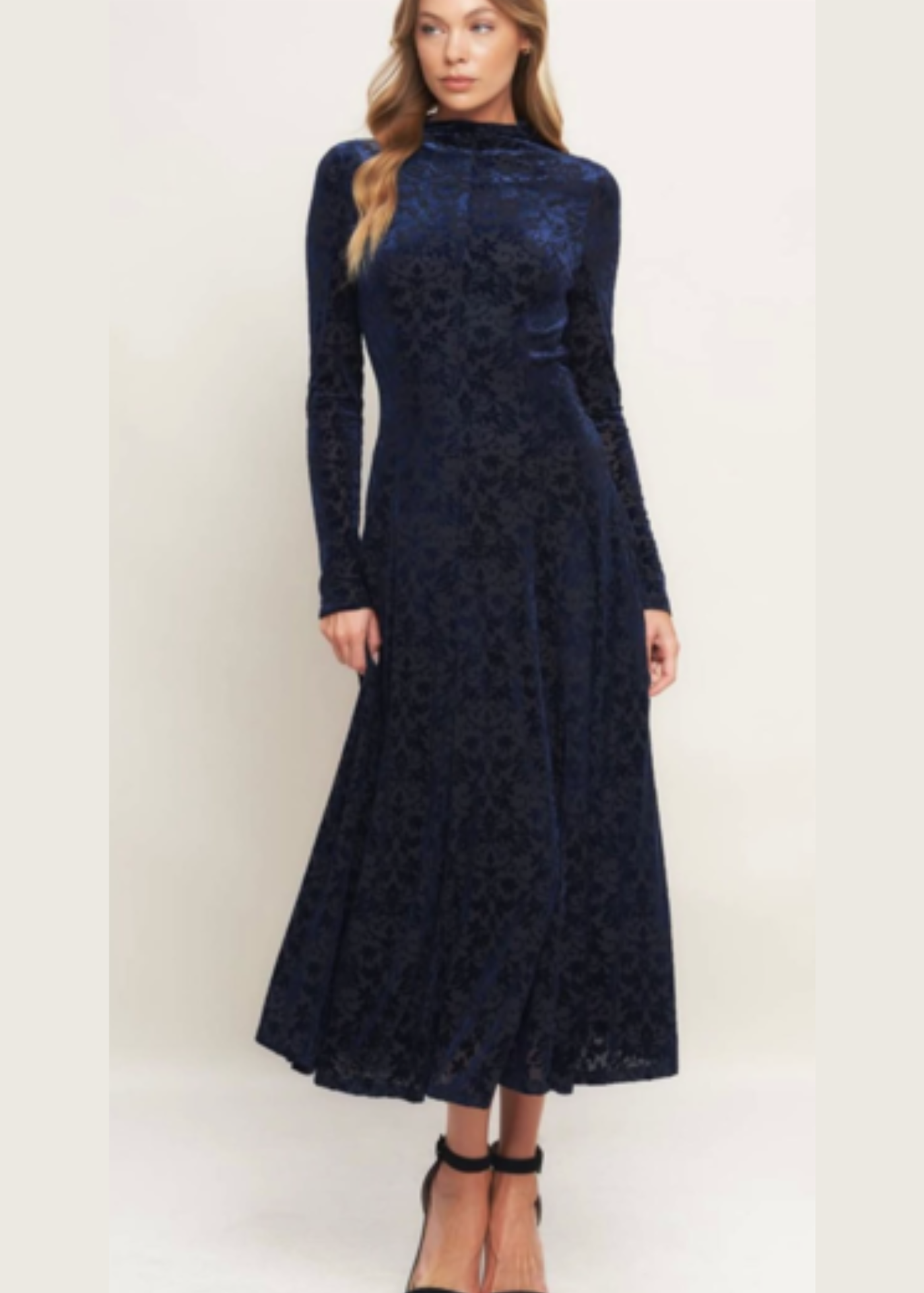 The Pink Door Burnout Mesh Dress Navy