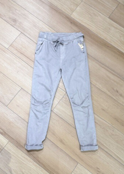 The Pink Door Pull-On Cotton Twill Pants Grey