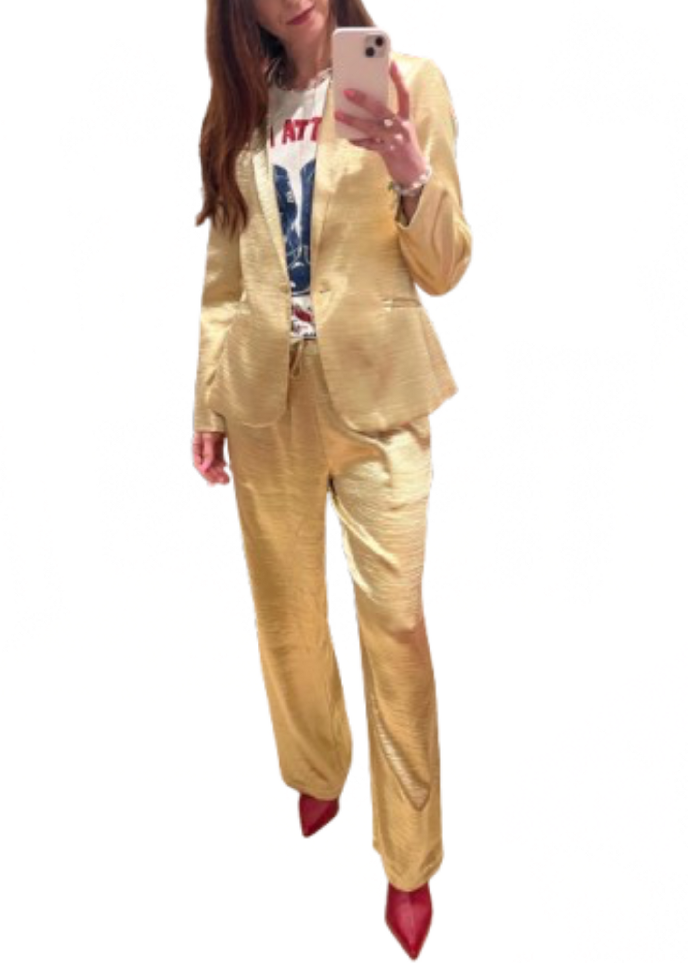 Molly Bracken Satin Blazer Gold
