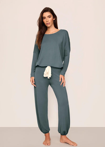 Eberjey Gisele Slouchy Set Stone Blue/Ivory