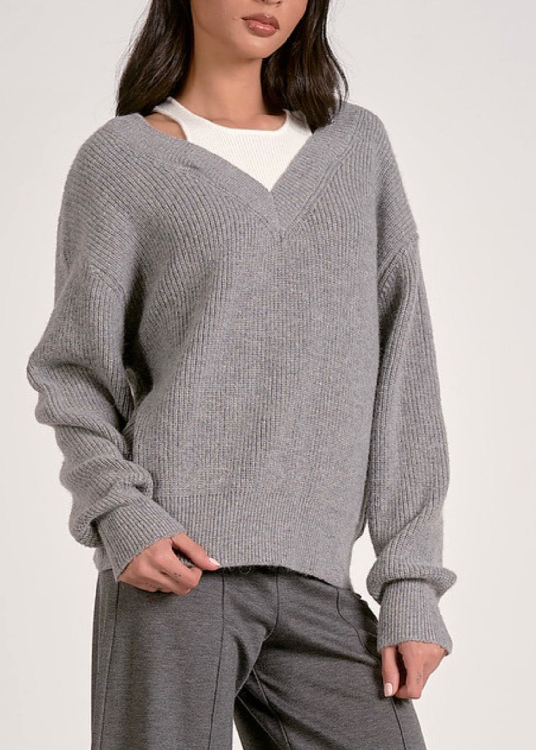 The Pink Door 2 in 1 Tank & Sweater Grey