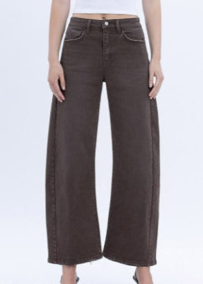 The Pink Door Barrel Jeans Brown