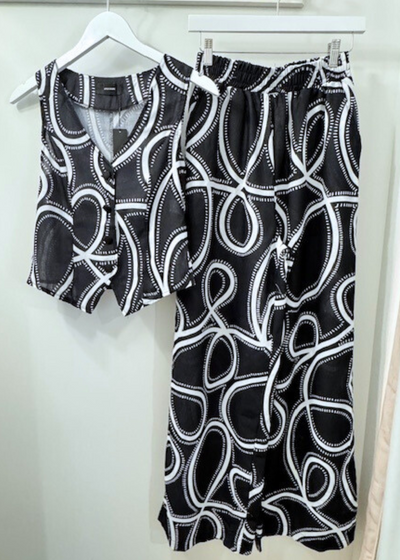 The Pink Door Black & White Print Vest & Pants