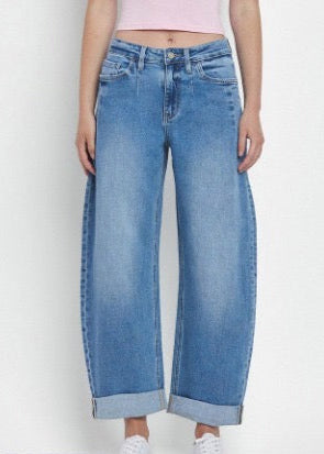 The Pink Door Front Seam Detail Barrel Jeans