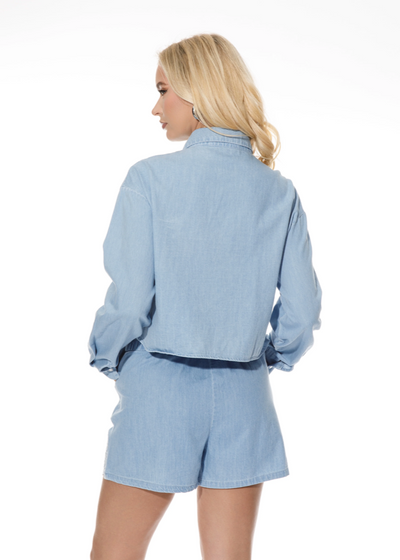 The Pink Door Shirt With White Eyelet Details Blue