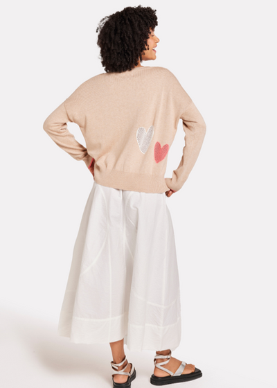 WISPR Quirky Heart Victory Crew Top Crema/Ice Water