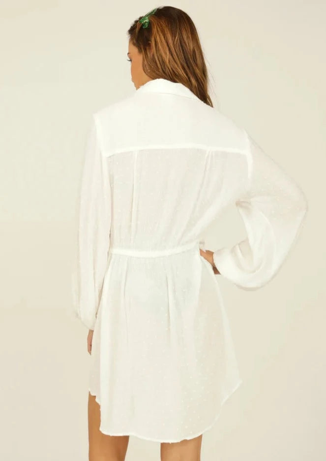 Surf Gypsy Tie Front L/S White Coverup