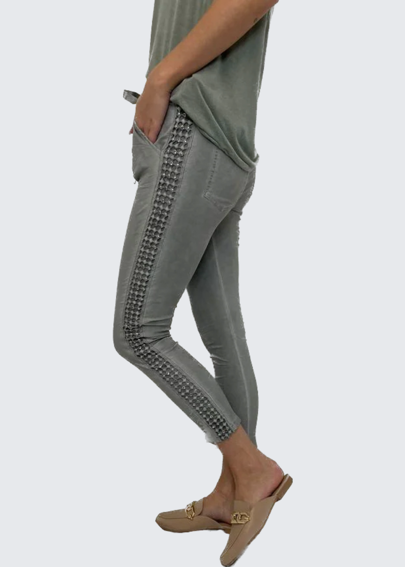 MINI Diamond Studded Joggers - Grey