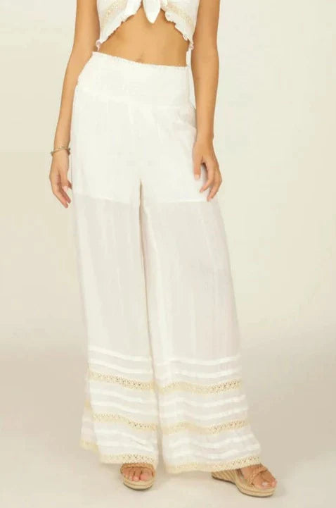 The Pink Door Beach Pant - White/Natural