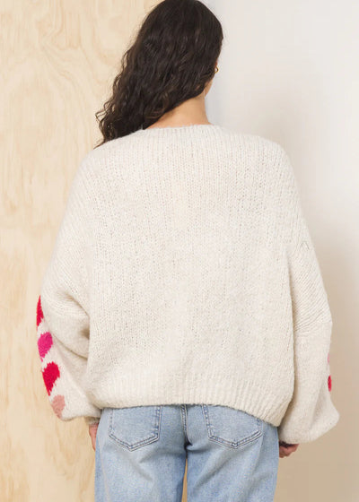 The Pink Door Heart Sleeves Cardigan Cream
