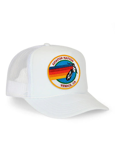 Aviator Nation Signature Low Rise Trucker Hat White