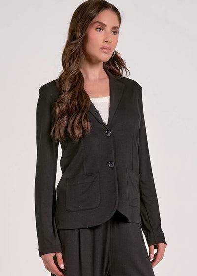 The Pink Door Knit Blazer Black