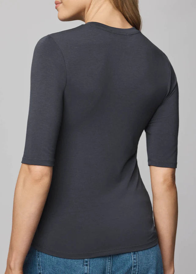 Splendid Bamboo Quarter Sleeve Tee Black