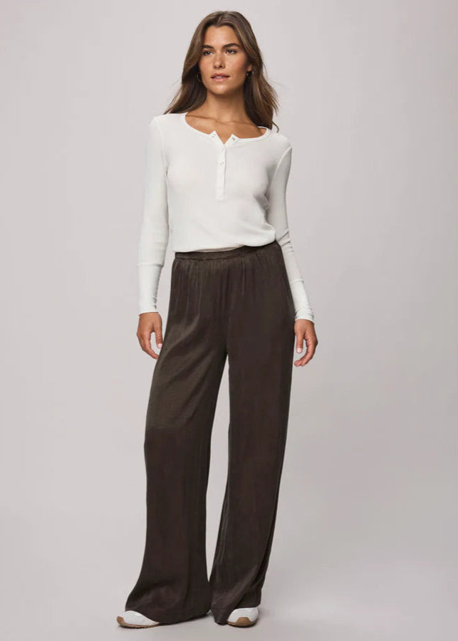 Splendid Serena Satin Pants Soft Chocolate