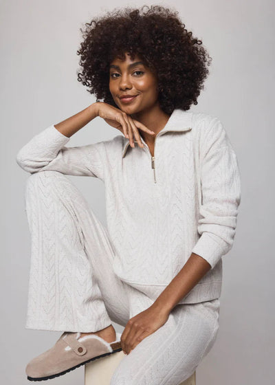 Splendid Sweatersoft Quarter Zip Pale Oak Heather