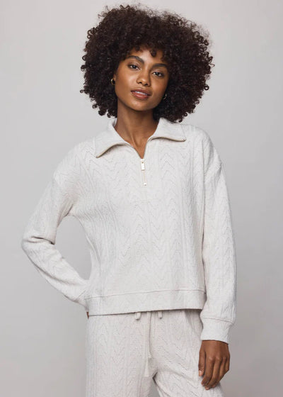 Splendid Sweatersoft Quarter Zip Pale Oak Heather