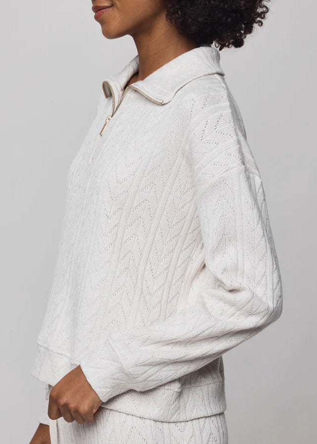 Splendid Sweatersoft Quarter Zip Pale Oak Heather