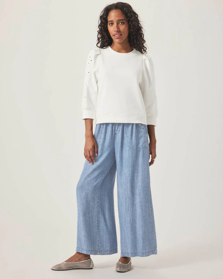 Splendid Rory Embroidered Sweatshirt White