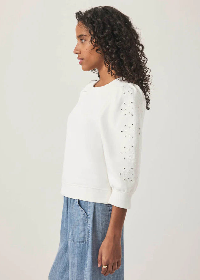 Splendid Rory Embroidered Sweatshirt White
