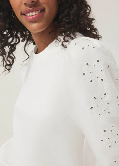 Splendid Rory Embroidered Sweatshirt White