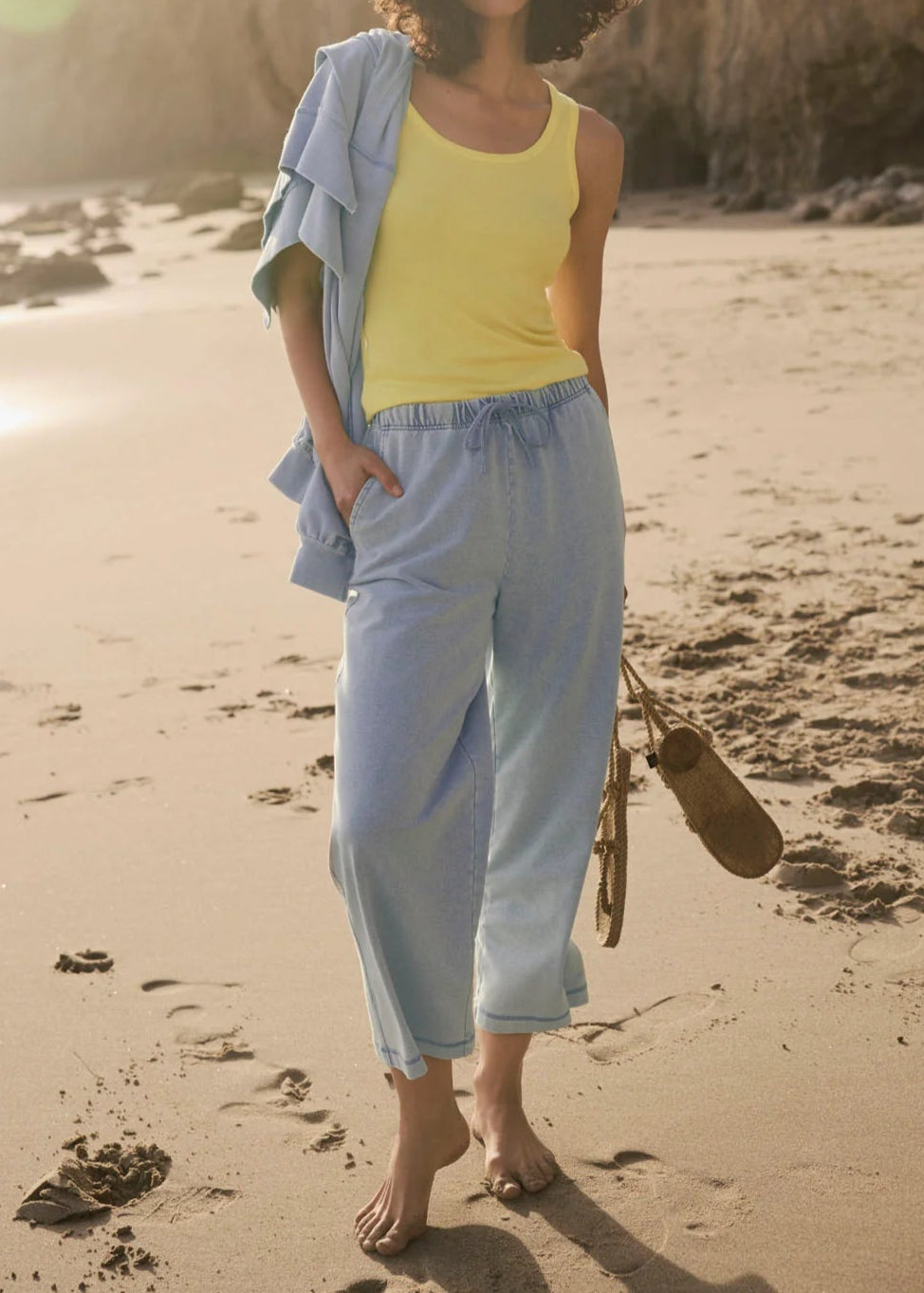 Splendid Hayden Terry Pants Bleached Indigo
