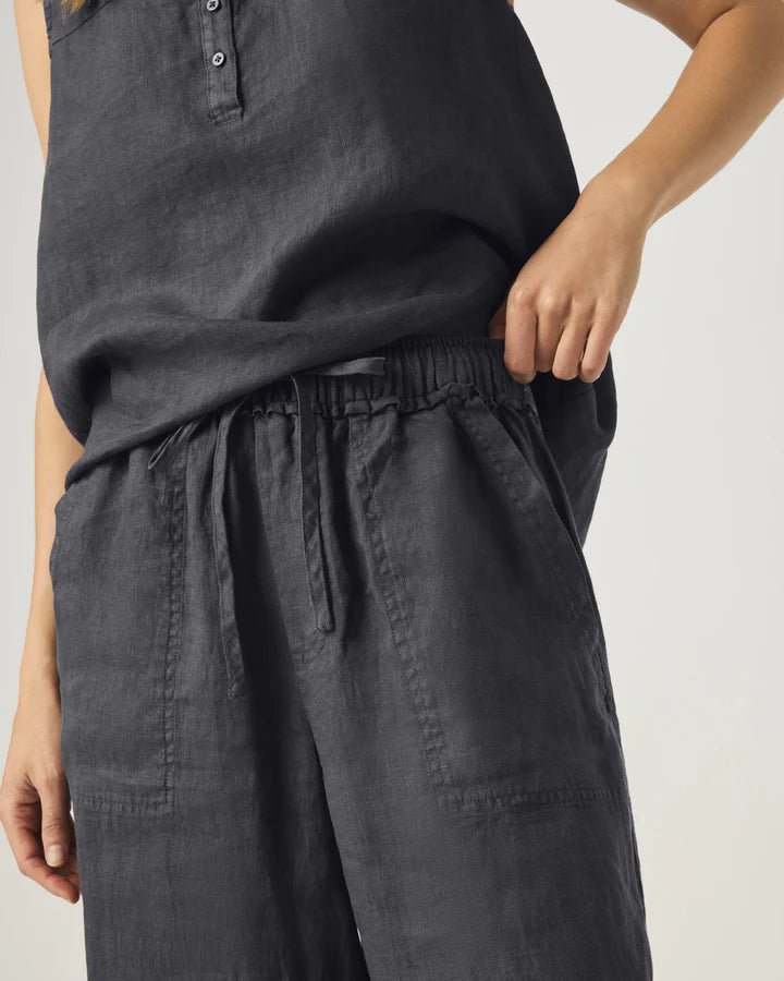 Splendid Stella Linen Full Length Pants Ink